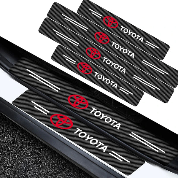 Car Door Plate Carbon Fiber Threshold Protector Sticker Decals For Toyota Avalon Mirai Avensis Prado Hilux VVT-I 4WD Corolla Sw4