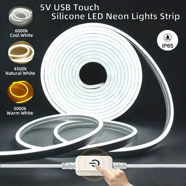 Touch Sensor LED Neon Sign Light Strip 5V USB Dimmable Waterproof Neon Lamp Flexible Tape Silicone Bedroom Backlight DIY Decor