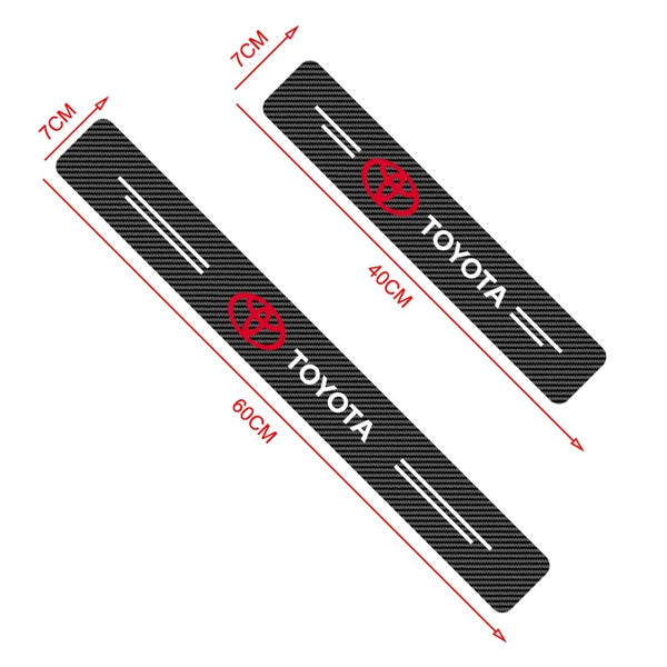 4PCS Carbon Fiber Car Sticker Auto Door Threshold Waterproof stickers For Toyota Yaris Hilux Corolla Prius Avensis Emblem Auris