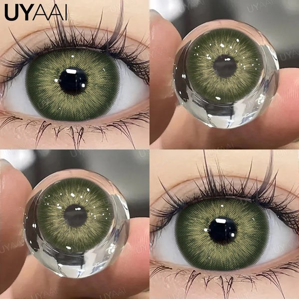 UYAAI【1*contacts Lenses+1*tweezers+1*lenses Case】Fashion Beauty Blue Contacts Brown Eyes PATTAYA Series Party Yearly Soft Hot