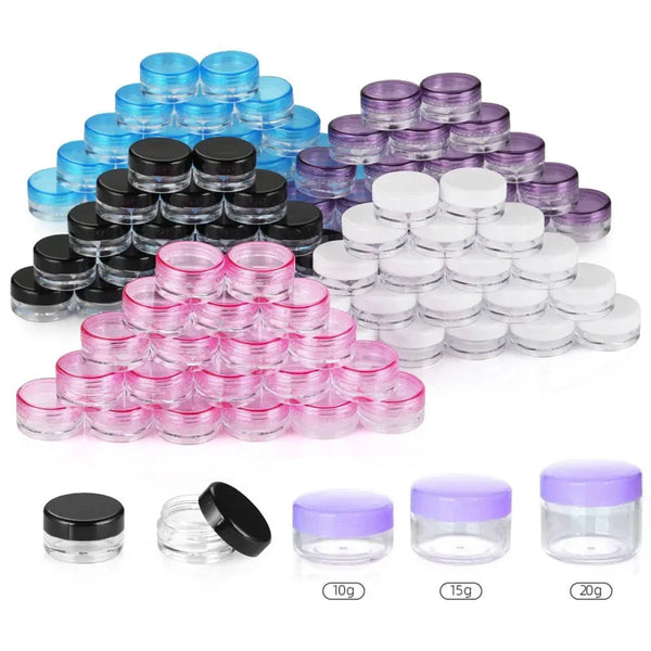 10PCS Empty 2g - 20g Travel Small Colorful Covers Clear Plastic Cosmetic Pot Jars With Lids For Face Cream Lip Balm Containers