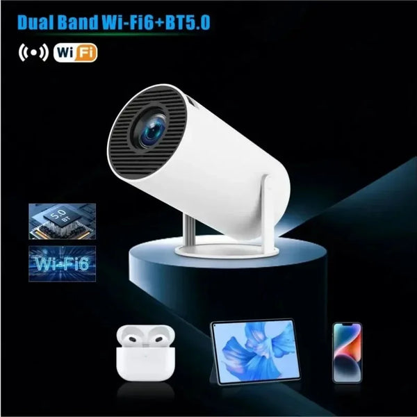 HY300 Pro Portable Smart Projector 260ANSI Android 12 Dual Wifi6 BT5.0 4K Home Cinema Outdoor Projector 1080P 1280*720P HD